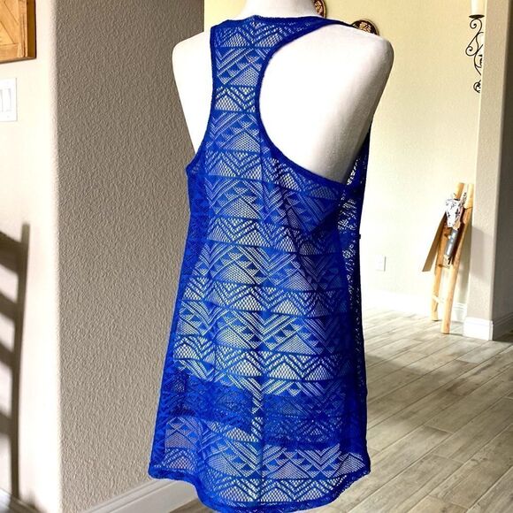 Miken Swim Swimwear Royal Blue Cover Tank Top Tunic Aztec Coastal M - Picture 8 of 9